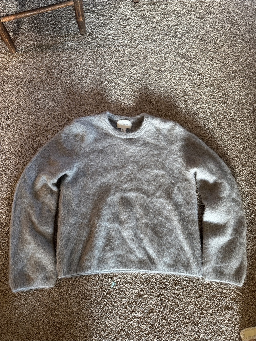 H&M Mohair Gray Fuzzy Crewneck Sweater